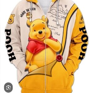 Plus Size Winnie the Pooh Graphic Zip Up Hoodie 3XL